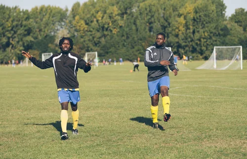 Grass roots football hackney marshes players warm – Day 3 - Referee's insight and warm-up